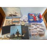 A very large collection of photographs, printed pictures and digital copies (CD) of ships; warships,