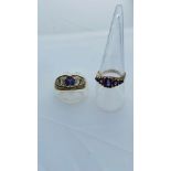 Two 9ct gold dress rings set with amethysts, total weight 6.1 grams.