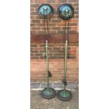 A pair of Italian adjustable green marble effect standard lamps/heat lamps by Larelco, with
