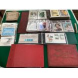A suitcase containing a number of modern albums of postal interest, postal history, postcards and