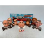 Seven Gerry Anderson reproduction puppet heads from Supercar including Professor Popkiss, Masterspy,