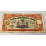 A West African Board 20 shilling note ‘Lagos 27th May 1948’ serial no. 6J/528630, central palm