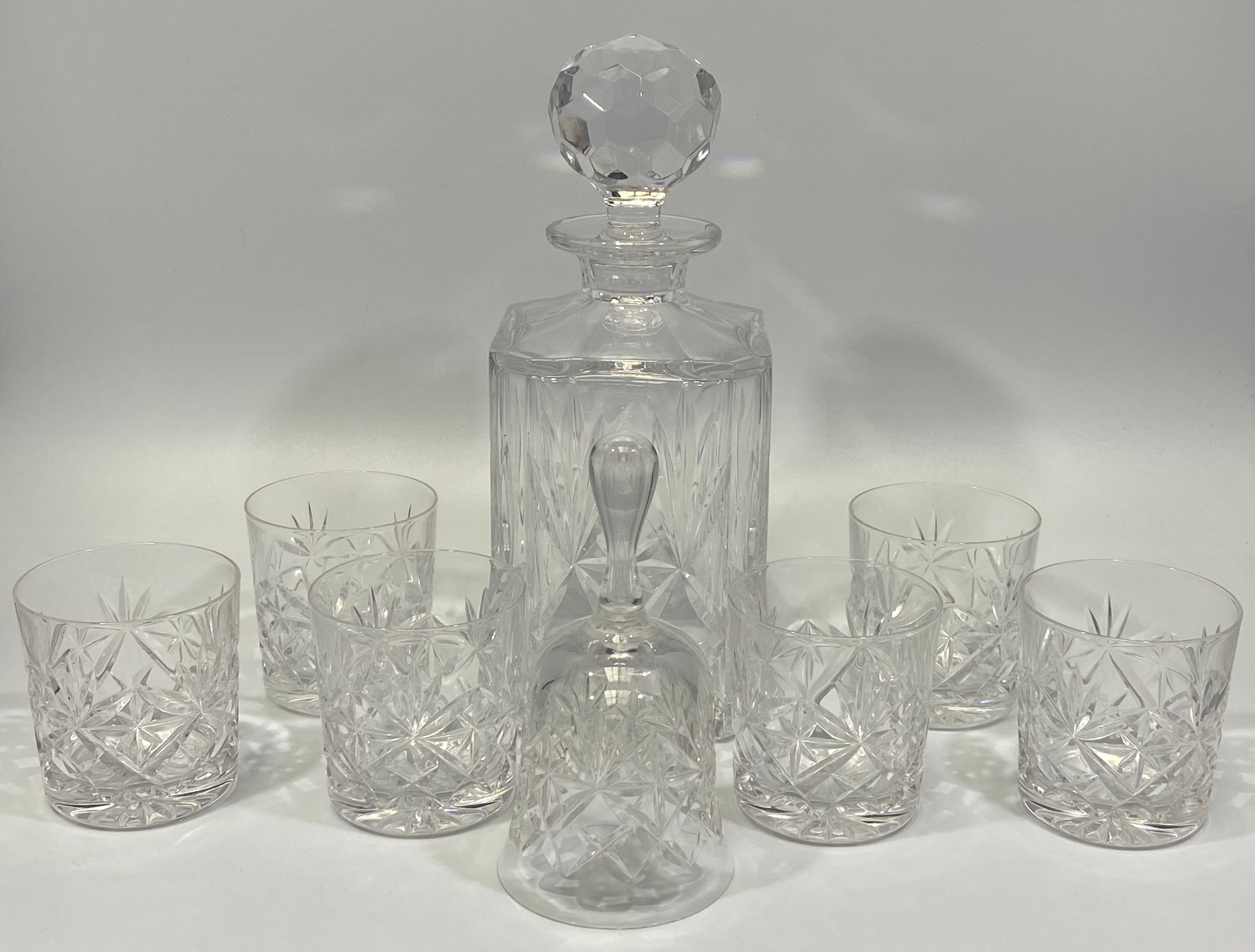 A set of 6 Webb Continental hand-cut lead crystal whisky tumblers, together with a Webb crystal