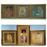 Six Gustav Klimt prints including Judith holding Holofernes’s head and The Kiss, glazed and in