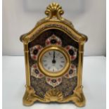 A Royal Crown Derby mantel clock, Old Imari pattern no. 1128, marks to base, 23cm high, together