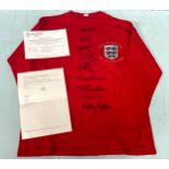 An England 1966 World Cup Final 40th Anniversary shirt signed by nine of the World Cup Final side at