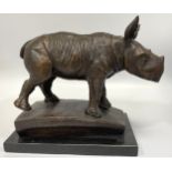 Gary Hodges (b.1954) ‘Wobbly’ (Rhino) bronze sculpture of a standing rhino, limited edition 47/