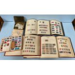 Six ‘schoolboy/schoolgirl’ stamp albums, all partially filled with mixed mint and used GB and