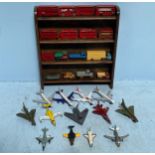 A collection of 41 loose play worn die-cast model vehicles and aircrafts, examples including