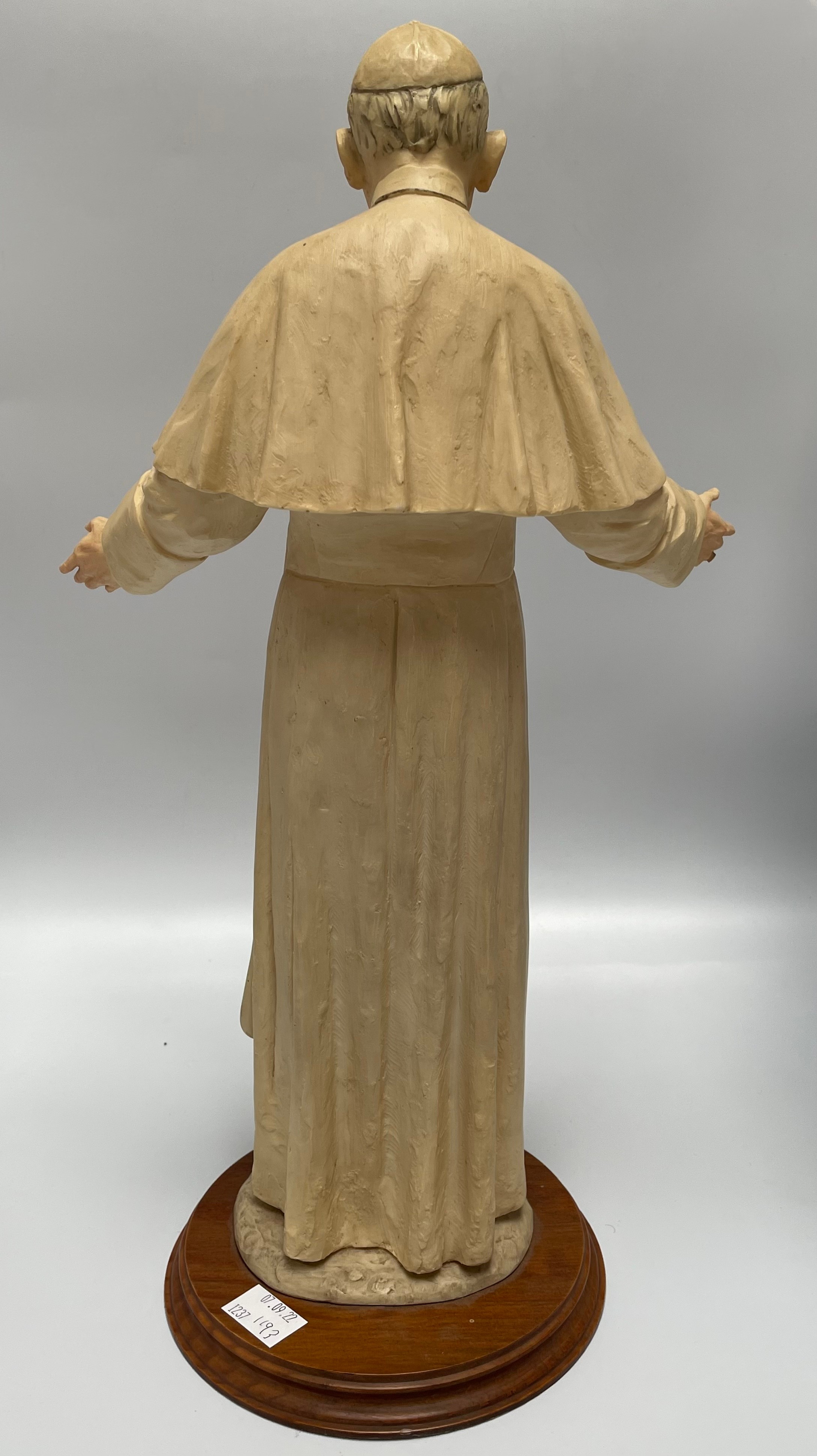 A large composite model of a Pope, possibly John Paul II, in long robes with crucifix necklace and - Image 2 of 3