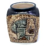 A Troika Pottery marmalade pot decorated by Teo Bernatowitz, with incised and painted abstract