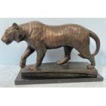 Gary Hodges (b.1954) ‘Stealth’ (Tiger) bronze sculpture of a tiger, raised on rectangular pedestal