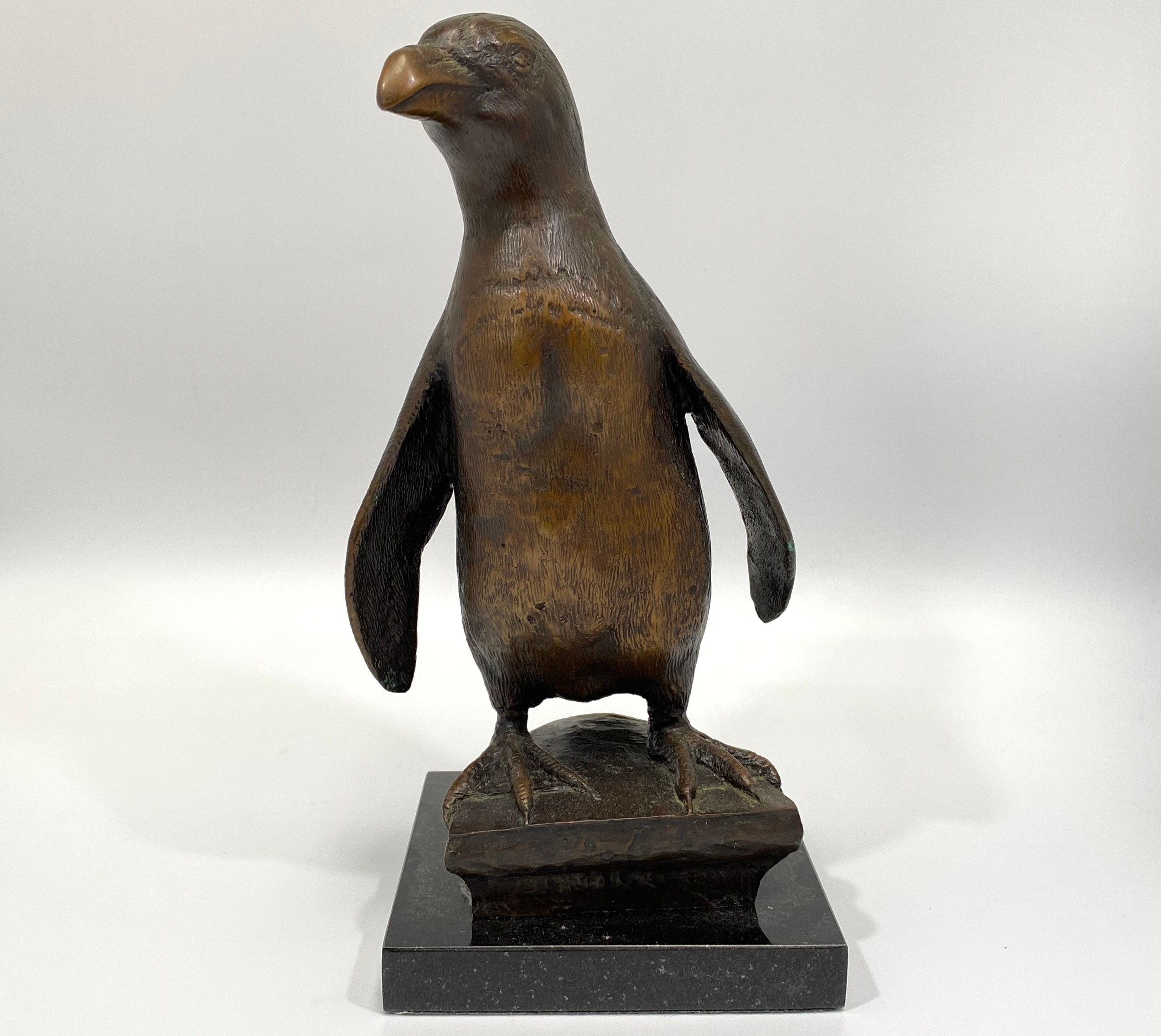 Gary Hodges (b.1954) ‘Jackass’ (Penguin) Bronze sculpture of a penguin, raised on square pedestal