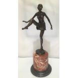 After Dominique Alfonzo, an art deco style bronze figure of a semi-clad dancer with arms