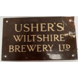 Breweriana interest: A small enamel sign for Usher’s Wiltshire Brewery Ltd, cream letters to brown