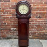 A 19th century tavern wall clock with eight-day movement, circular cream painted dial with