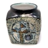A Troika Pottery marmalade pot decorated by Annette Walters, with incised and painted abstract