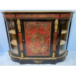 A Victorian ebonised and red tortoiseshell and brass Boullework credenza, with central cupboard