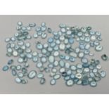 Approx. 150 various round and oval faceted cut aquamarines, the largest 5ct 14 x 9mm, total weight