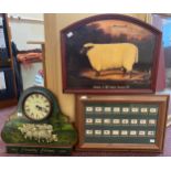 A wooden panel painted with a sheep and a large country house in the distance, titled ‘Cordelia