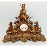 A 19th century gilt-bronze cast mantel clock by Raingo Frere, Paris, with eight-day movement