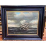 A 19th century seascape study depicting a clipper, ‘Anna Bertha’, on choppy waters, with overcast