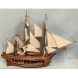 A Del Prado hand-built model ship ‘Bounty’ with detailed and rigging etc. one side open to reveal