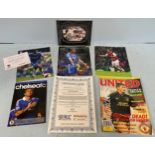 Football memorabilia including a signed pictures of David Beckham, Andriy Shevchenko with