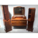 An Edwardian inlaid dressing table with bevelled mirror with two short over one long drawer, 107cm