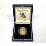 A QEII 1993 Royal Mint, 22ct gold half-Sovereign, with certificate of authenticity, in fitted box
