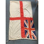 A large British Naval ensign made by Zephyr with metal clips, printed to side 1991 8345-99-571-3299,