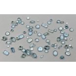 Seventy eight various aquamarines in a variety of shapes and cuts, the largest 5.5ct 11 x 10mm,