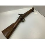 A 19th century percussion-lock blunderbuss, converted from flintlock, 11-inch steel barrel with