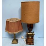 An up-cycled French style brass coffee grinder converted to a lamp, with amber glass bean