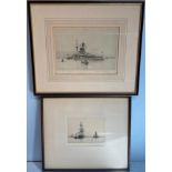 Rowland Langmaid (1897-1956) a Royal Navy frigate and other various sailing craft, 16 x 25cm,