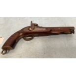 A 19th century 15-bore percussion lock cavalry pistol, approx bore measurement 17.2mm/.678, 8-inch