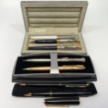 A Mont Blanc style pen with nib marked 585, together with two further Mont Blanc style pens, a