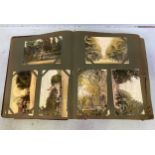 An Edwardian postcard album, containing approximately 130 postcards, mostly topographical,