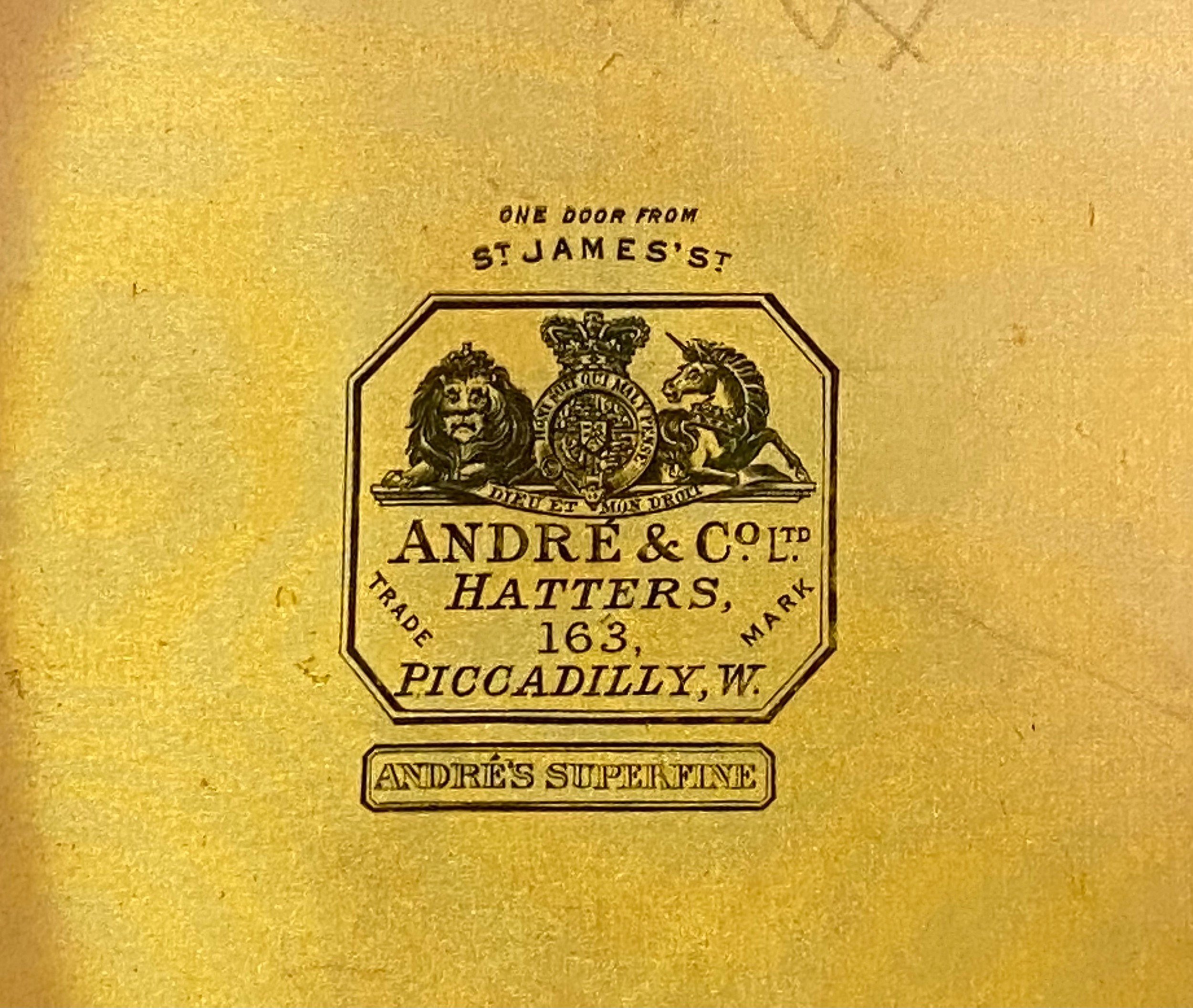 A vintage black silk top hat by Andre & Co. Ltd. Hatters, 163 Piccadilly, W. Andres Superfine, - Image 2 of 8