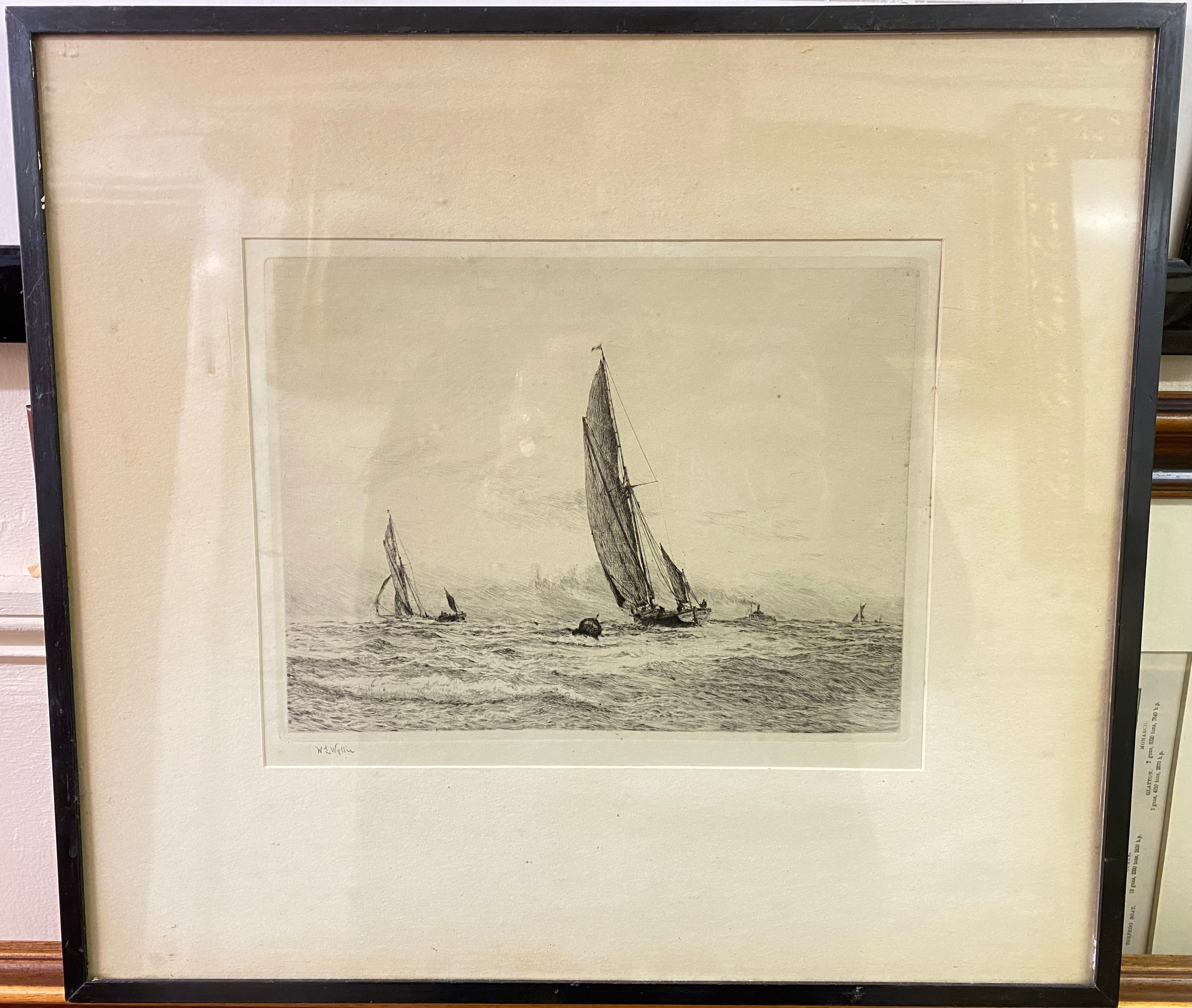 William Lionel Wyllie (1851-1931) ‘Medway Barge Race’, pencil signed, etching, mounted, glazed and