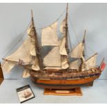 A hand-built Eaglemoss model of Captain Cook’s ship ‘Endeavour’, with detailed deck and rigging,