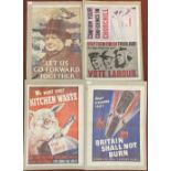 Five various reproductions of WWII era posters including the iconic ‘Let us go forward together’