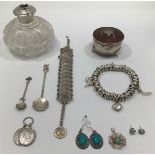 A small collection of assorted silver items including a small circular trinket box by Henry Clifford