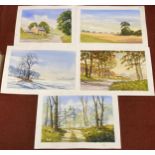 Charles Evans (20th century) Five assorted unframed country landscape studies, signed, watercolours,