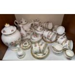 A quantity of Coalport Ming Rose pattern tea wares comprising teapot, coffee pot, six coffee cups