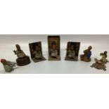 Various painted spelter ‘bronzed’ 'Bergmann style' figures including a matchbox cover with an Arab