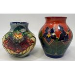 A Moorcroft 'Anna Lilly' pattern small globular vase, 8cm high, together with a Dennis China Works