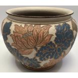 A Langley Ware Art Pottery jardinière, by Mary Helen Goodyer, incised, gilded and painted with
