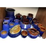 Fifteen Langley Pottery 'Marlborough' ware items including two pairs of vases and a Hot Water