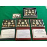 Royal Mint proof cased coins sets for 1997, 1998, 1999 and 2000 – with every coin from 1p to £5,